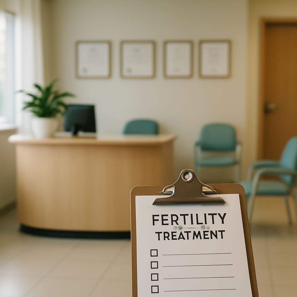 A bright and cozy fertility clinic consultation room emphasizing a peaceful and professional atmosphere.